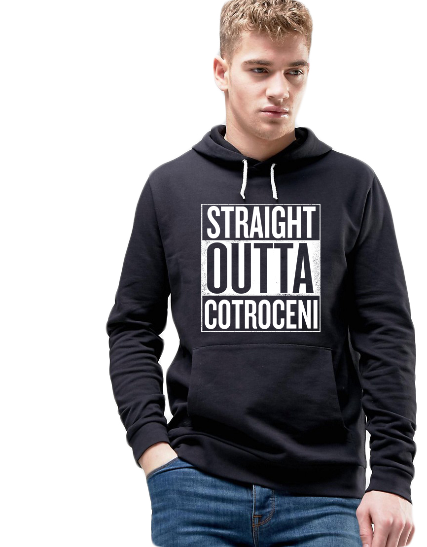 Hanorac Barbati Negru - Straight Outta Cotroceni - CATEGORIE